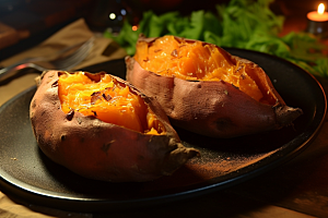 烤地瓜甜蜜番薯摄影图