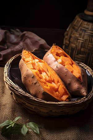 烤地瓜美味番薯摄影图