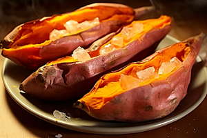 烤地瓜碳水烤山芋摄影图