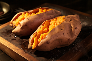 烤地瓜番薯甜蜜摄影图