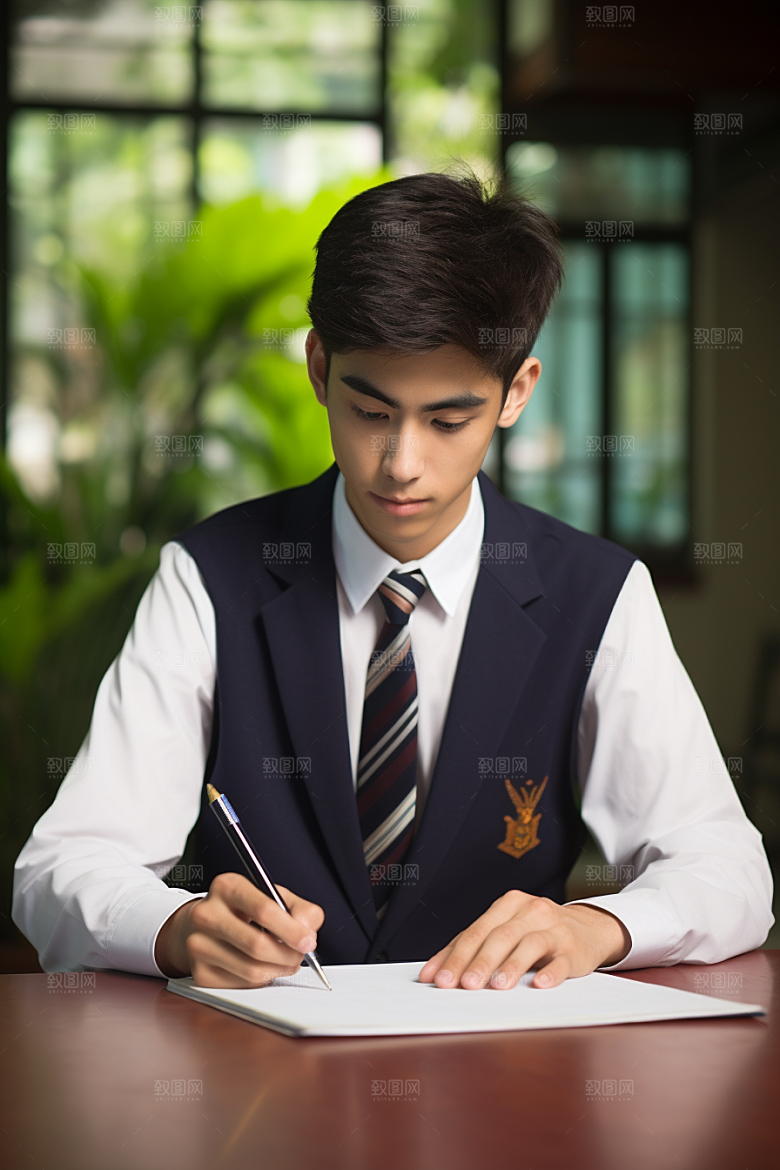 考生学生做试卷摄影图