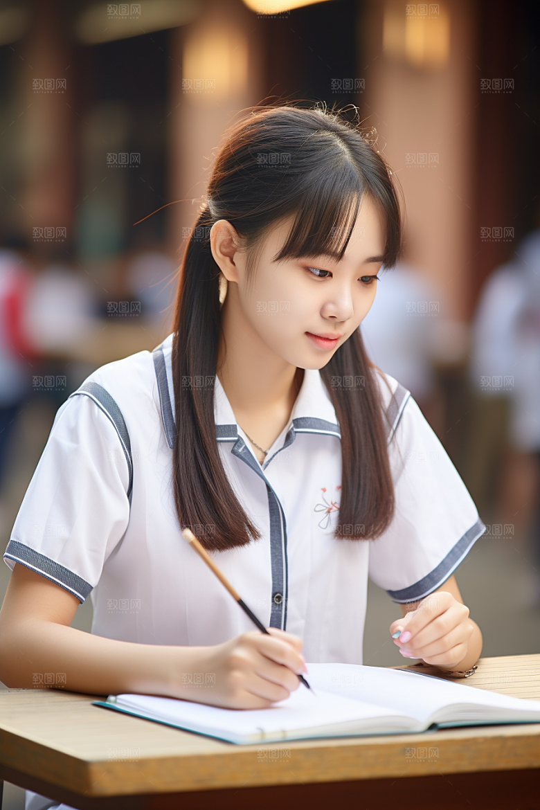 考生学习做试卷摄影图