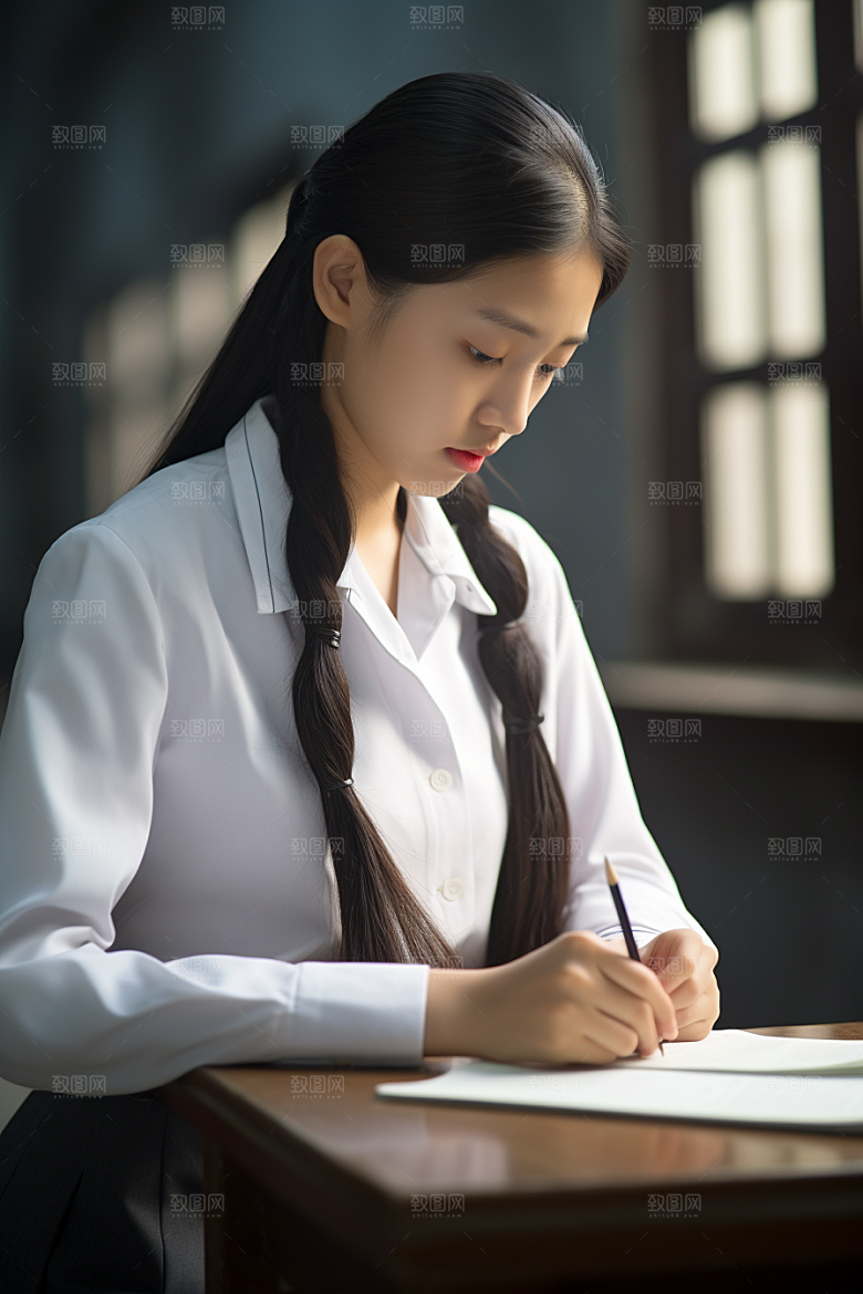 考生做试卷高考摄影图