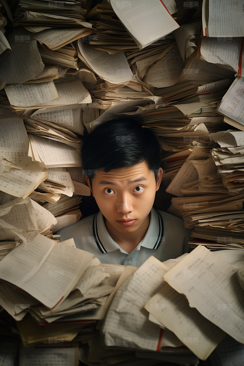 考生做试卷学生摄影图