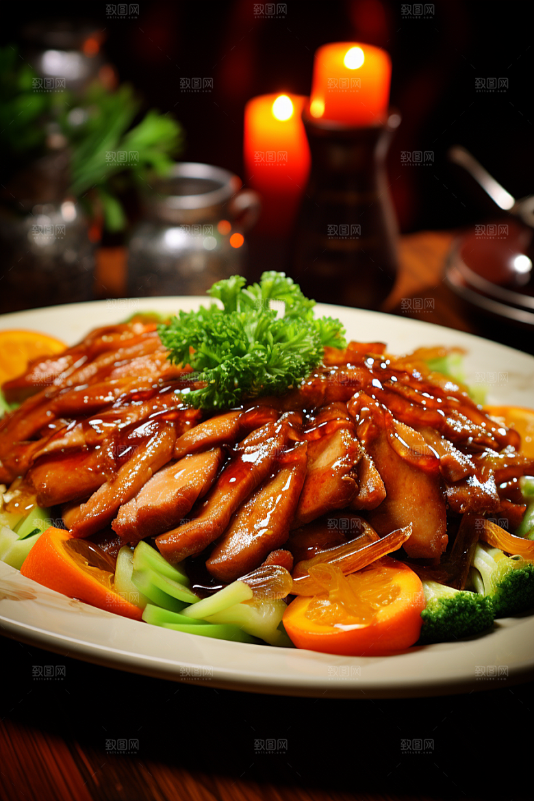 烤鸭烧鸭美食美味素材