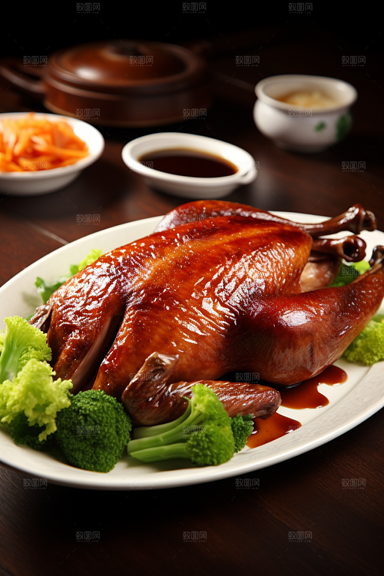 烤鸭烧鸭特色菜美味素材