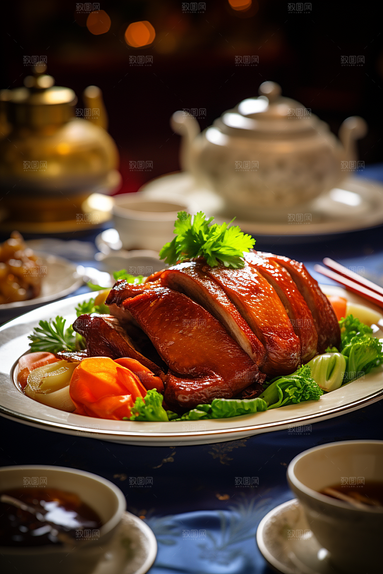 烤鸭烧鸭美食美味素材