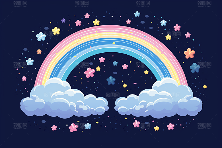 卡通彩虹童趣幻想素材