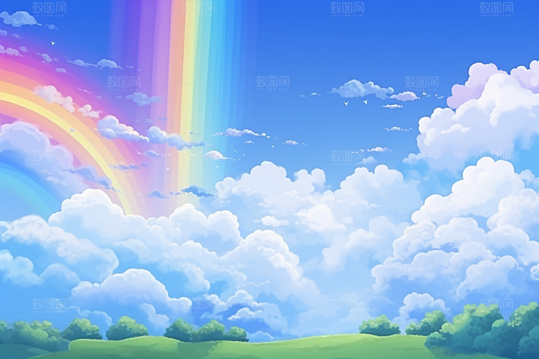 卡通彩虹温馨可爱素材