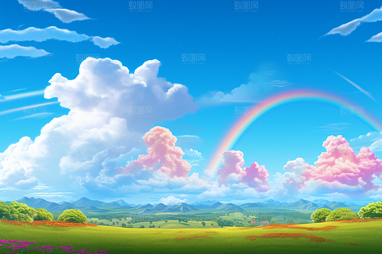 卡通彩虹幻想甜美素材