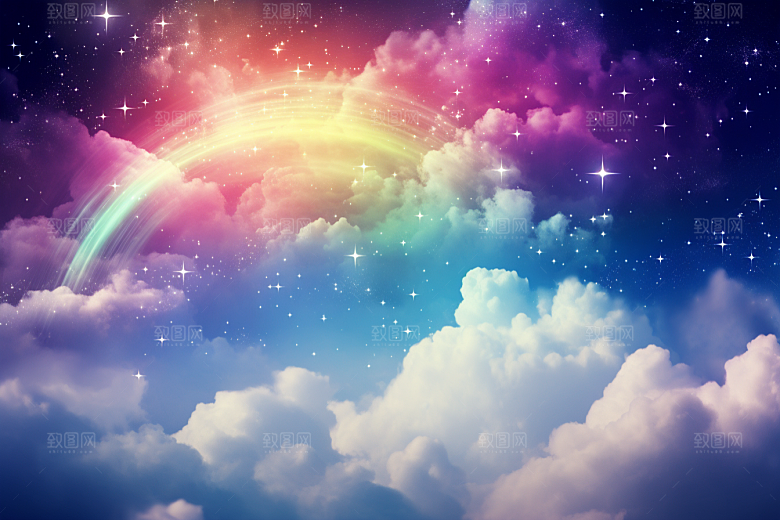 卡通彩虹幻想温馨素材