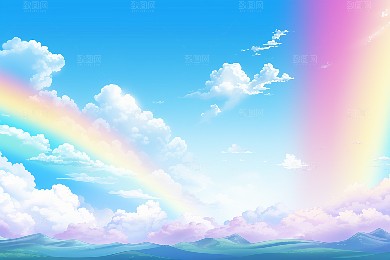卡通彩虹幻想温馨素材