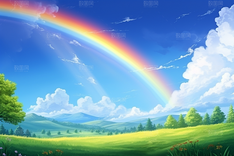 卡通彩虹温馨幻想素材