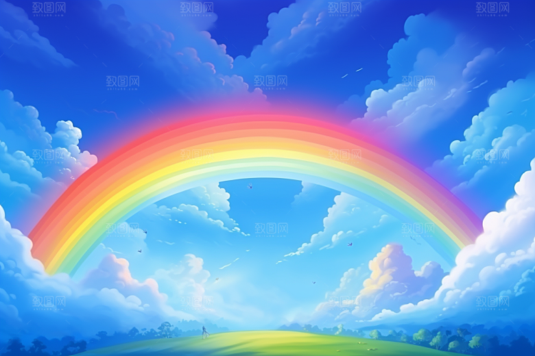 卡通彩虹温馨幻想素材