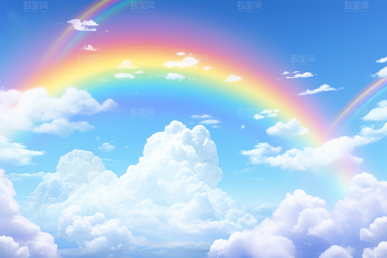 卡通彩虹童趣温馨素材
