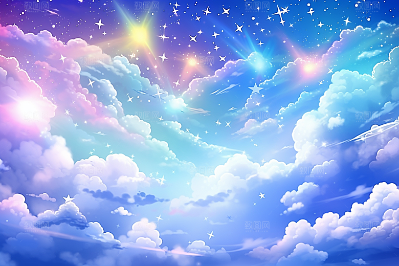 卡通彩虹幻想温馨素材