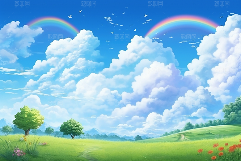 卡通彩虹可爱幻想素材