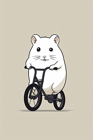 卡通动物骑车自行车拟人插画