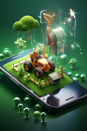 卡通科技农业设备机械模型