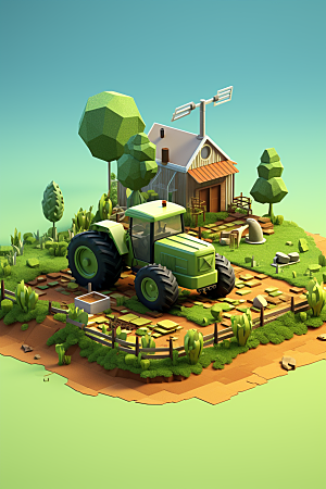 卡通科技农业3DC4D模型