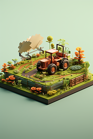 卡通科技农业3D科研模型