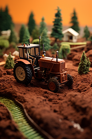卡通科技农业机械设备模型