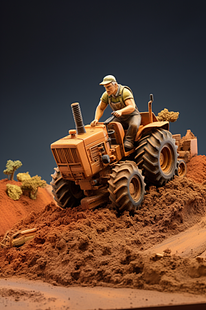卡通科技农业3D机械模型