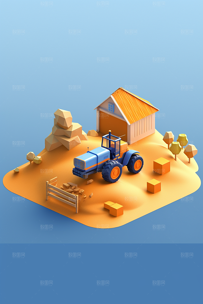 卡通科技农业创意3D模型