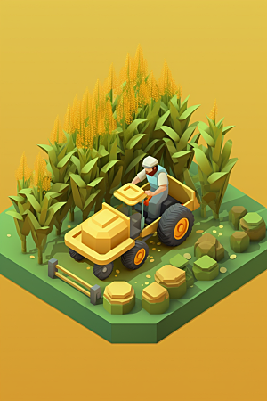 卡通科技农业立体C4D模型