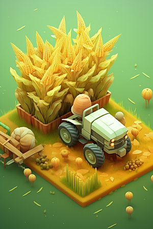 卡通科技农业创意机械模型