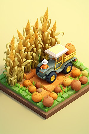 卡通科技农业机械设备模型