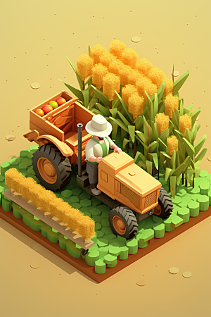 卡通科技农业机械科研模型