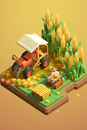 卡通科技农业机械C4D模型