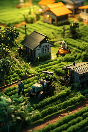 卡通科技农业3D机械模型