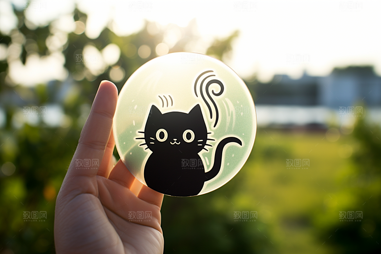 卡通猫咪宠物手绘贴纸