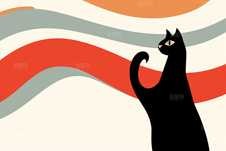 卡通猫咪插画手绘贴纸