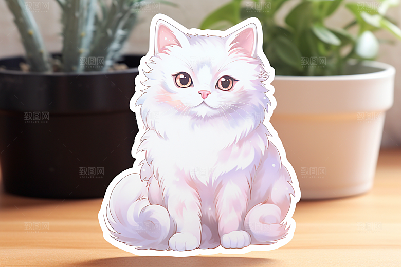 卡通猫咪插画手绘贴纸