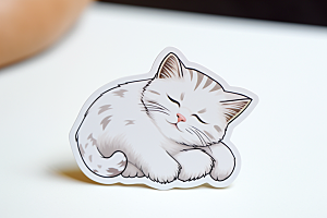 卡通猫咪手绘插画贴纸