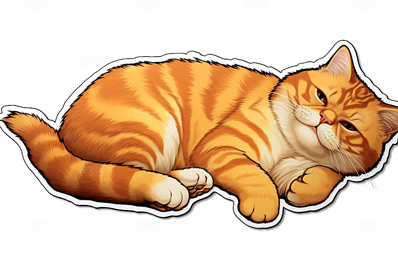 卡通猫咪插画宠物贴纸