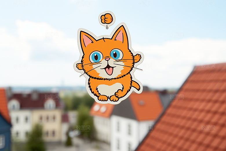 卡通猫咪宠物插画贴纸