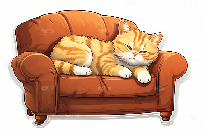 卡通猫咪插画宠物贴纸
