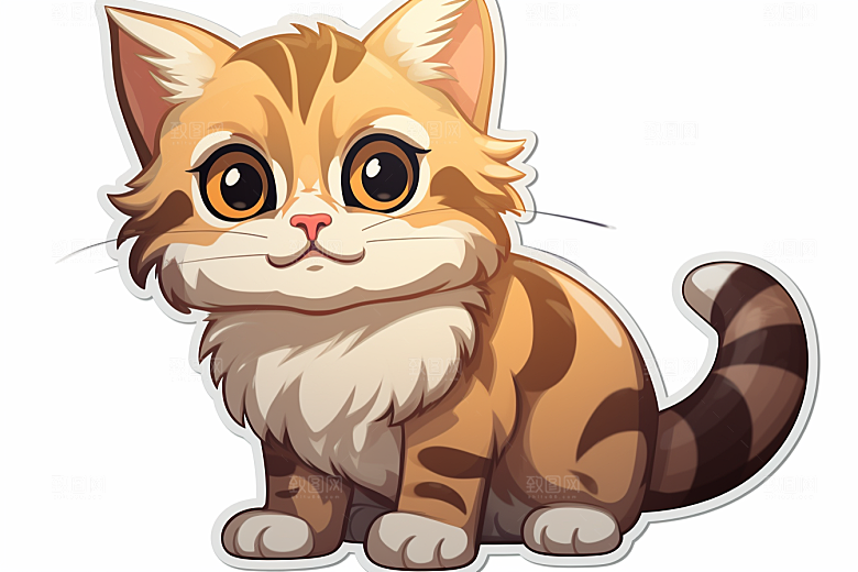 卡通猫咪插画手绘贴纸