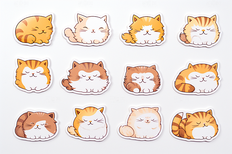 卡通猫咪插画小猫贴纸