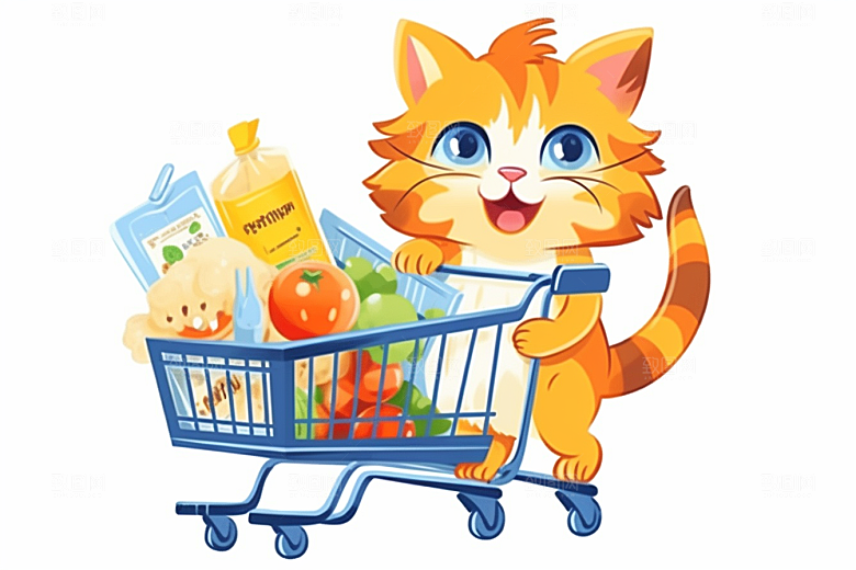 卡通猫咪插画高清贴纸