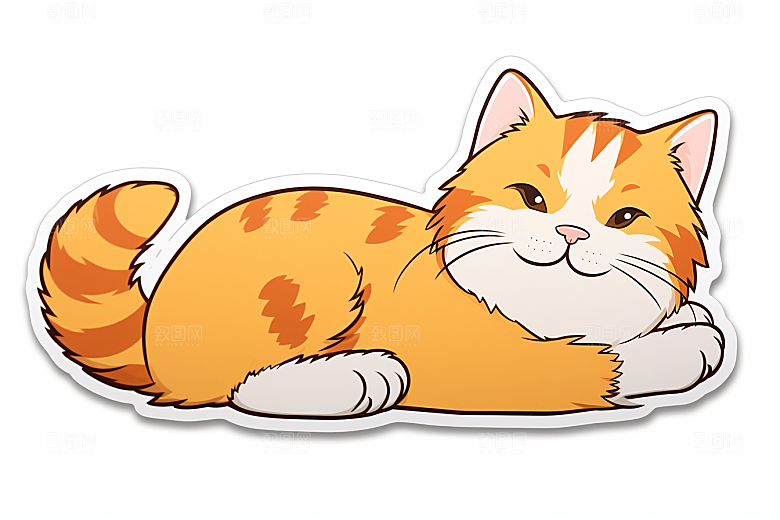 卡通猫咪手绘高清贴纸