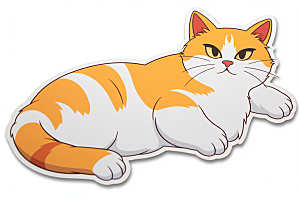 卡通猫咪插画宠物贴纸