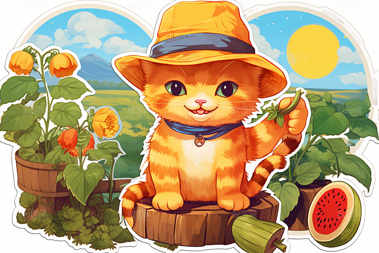 卡通猫咪可爱插画贴纸