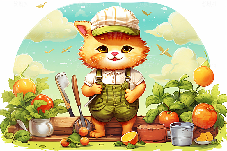 卡通猫咪可爱手绘贴纸
