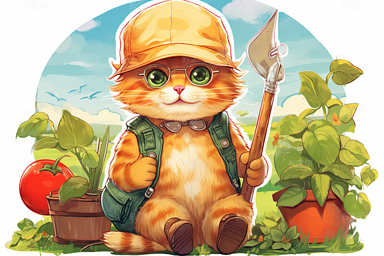 卡通猫咪宠物插画贴纸