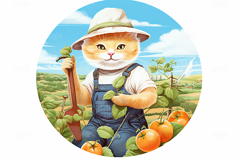 卡通猫咪手绘插画贴纸